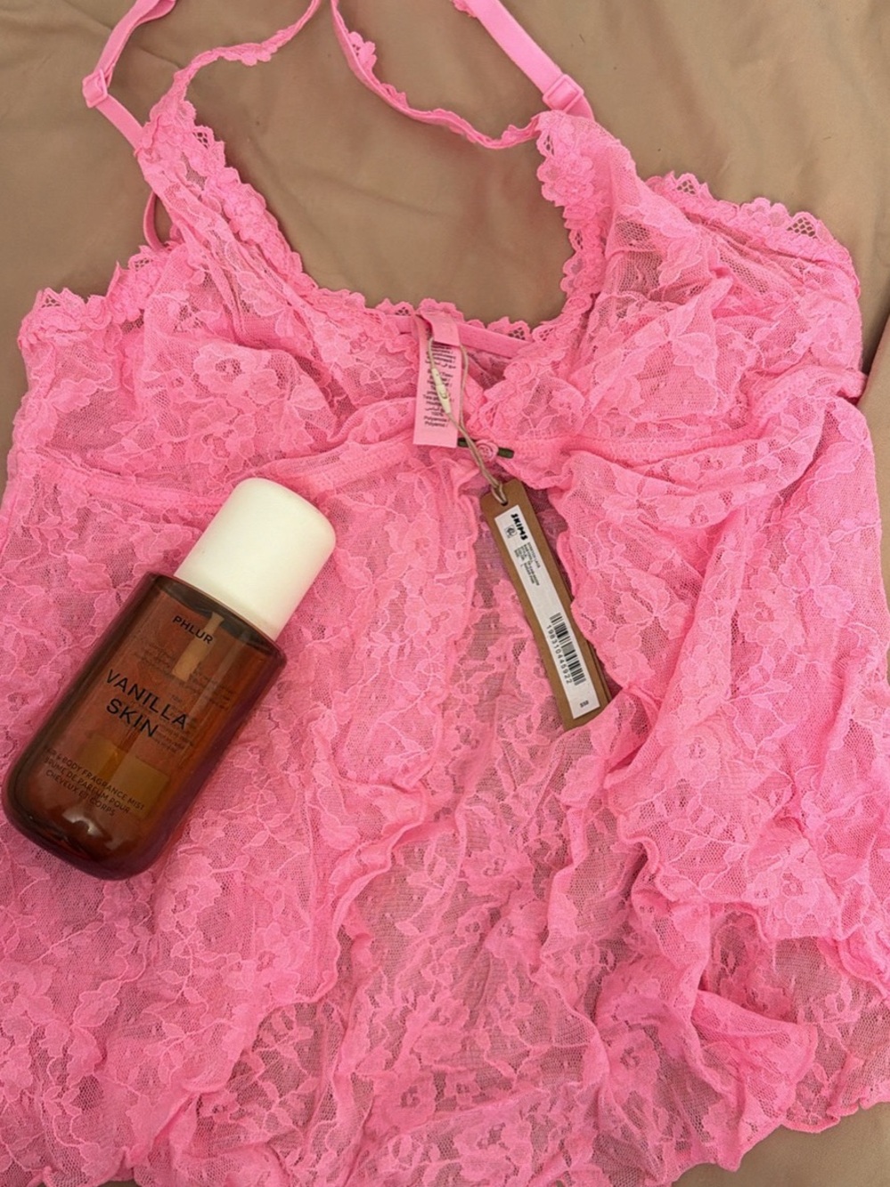 SKIMS Pink Lace Camisole